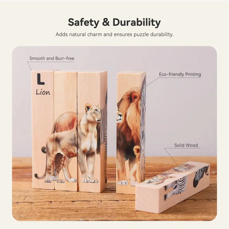 ZooStack – Madera e interactivo – Puzzle de bloques de animales
