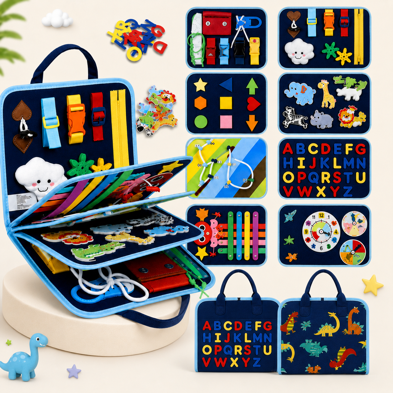 7-in-1 Busy Board – Motricidad y aprendizaje – Tablero de actividades