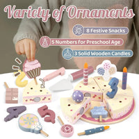 Thumbnail for Wooden Cake Cutting Toy – Creatividad y juegos de rol – Tarta de cumpleaños de madera