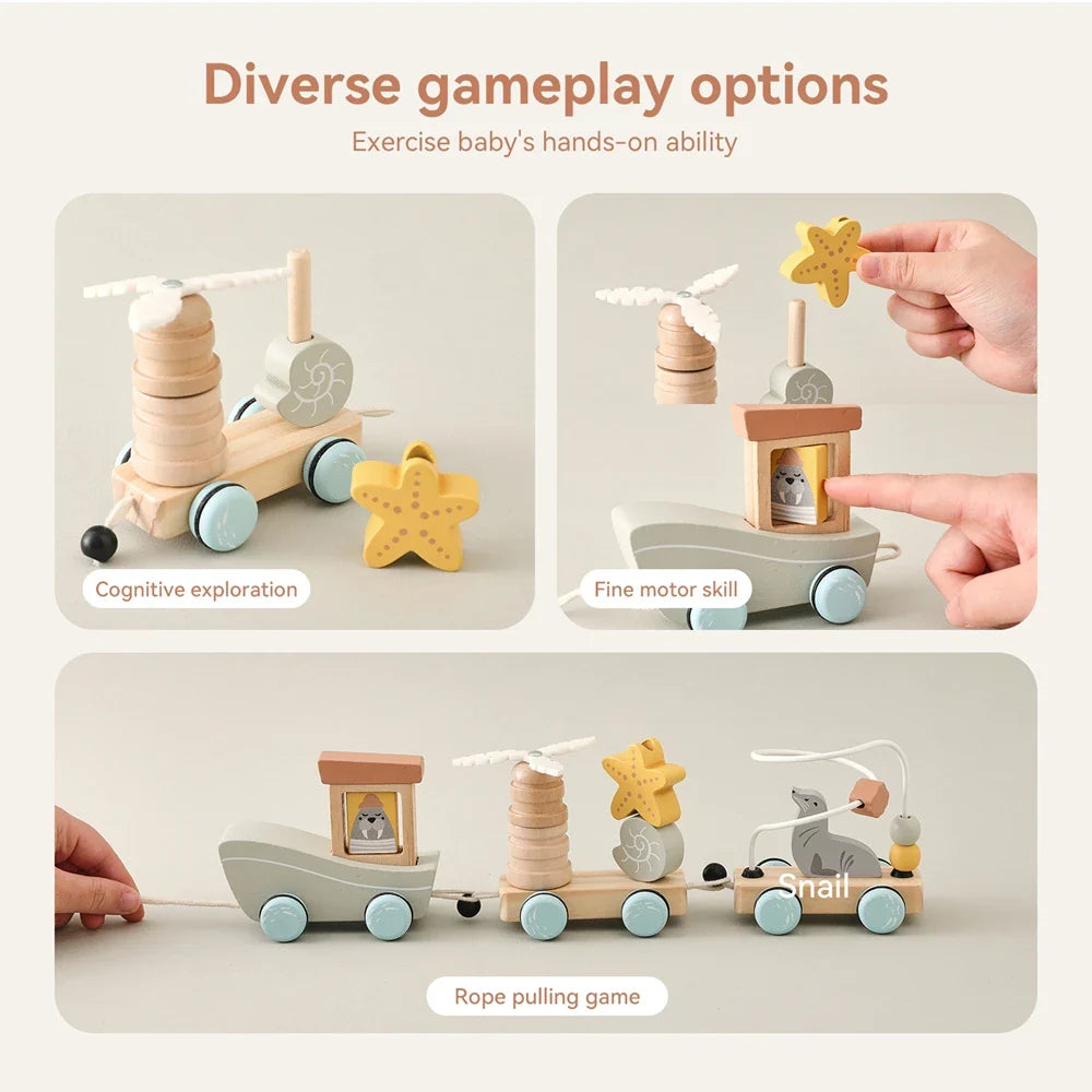 HappyTrain – Montessori & Fun – Set de trenes de madera