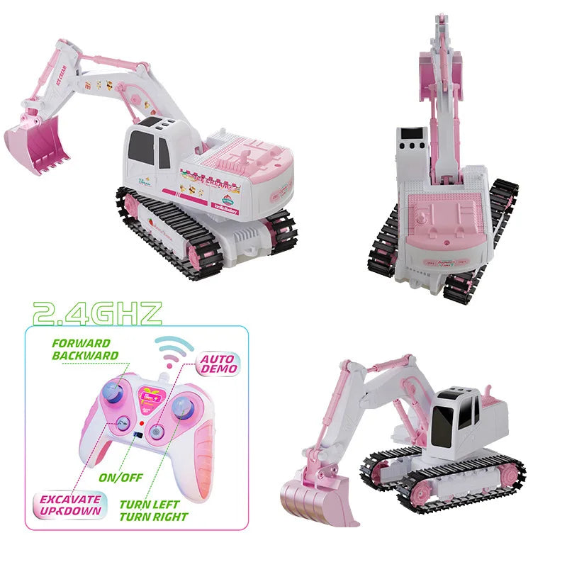 Pink Power Digger™ – Fiesta de excavación para niñas - Excavadora a control remoto
