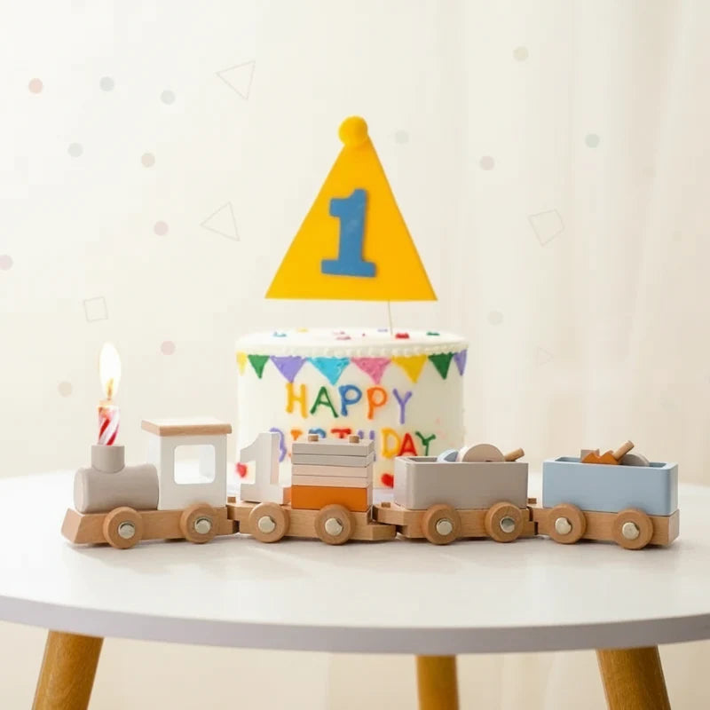 TrainCount –  Clásico y educativo: tren Montessori de madera