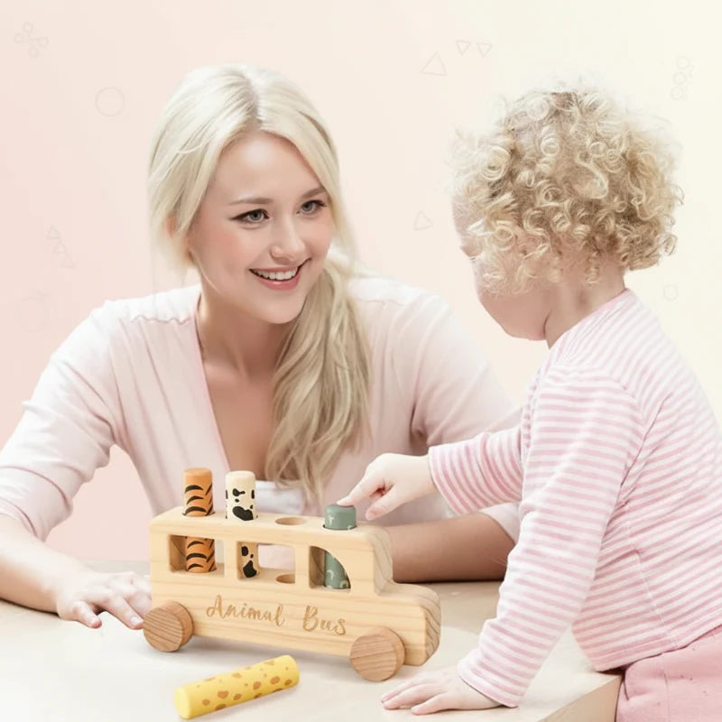 PressBus – Montessori y educativo – Autobús de juguete de madera