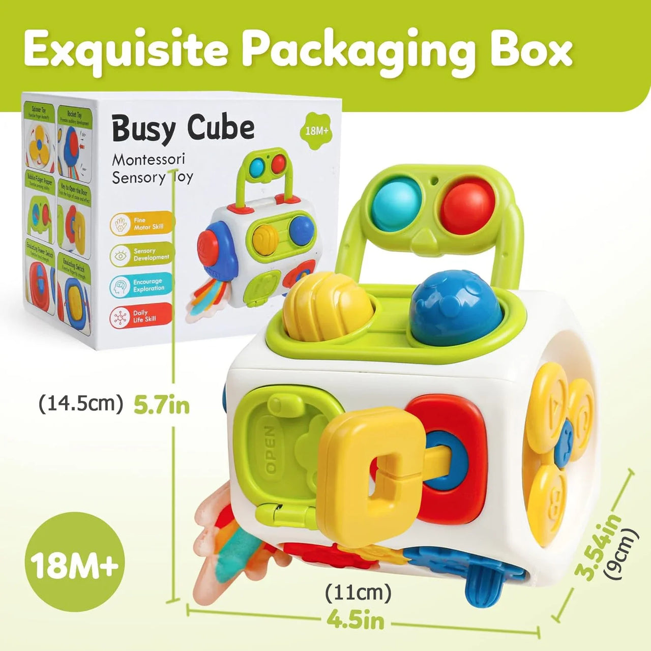 Montessori Busy Cube™ – Práctico para llevar - Cubo de actividades