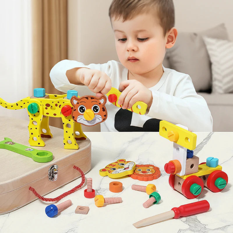 AnimalFix – Divertido e inteligente – Juego de herramientas de madera con forma de animales