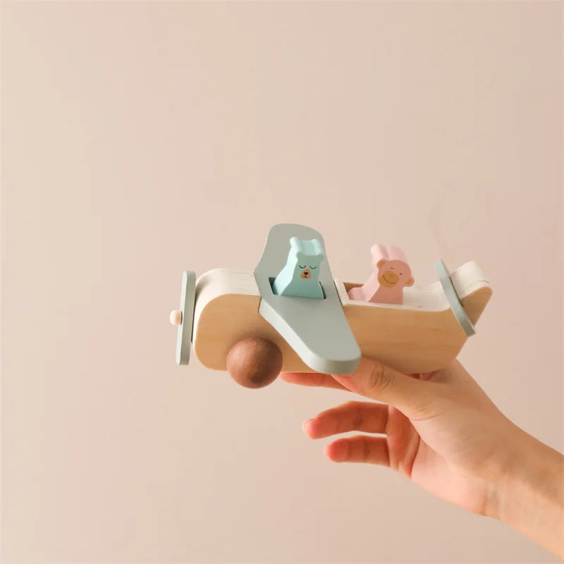 Woods™ - Fomenta la creatividad y las habilidades motoras - Juguete de madera Montessori Avión