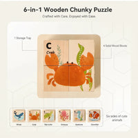 Thumbnail for WoodMind – Creativo y educativo: rompecabezas de madera con animales Montessori 6 en 1