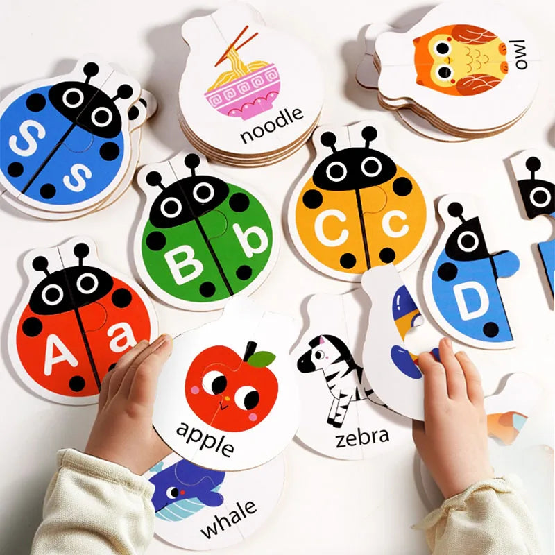 Wooden Letter Matching Game – Aprendizaje y juego – Rompecabezas del alfabeto