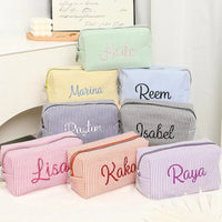 Thumbnail for Striped Name Pouch – Personalizado y con estilo: neceser de maquillaje