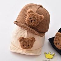 Thumbnail for Mini Fashion - Duro y adorable: gorra infantil de pana con osito