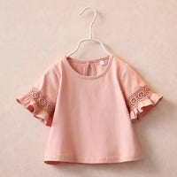 Thumbnail for Girls Trumpet Sleeve Top – Elegancia y comodidad – Manga de encaje
