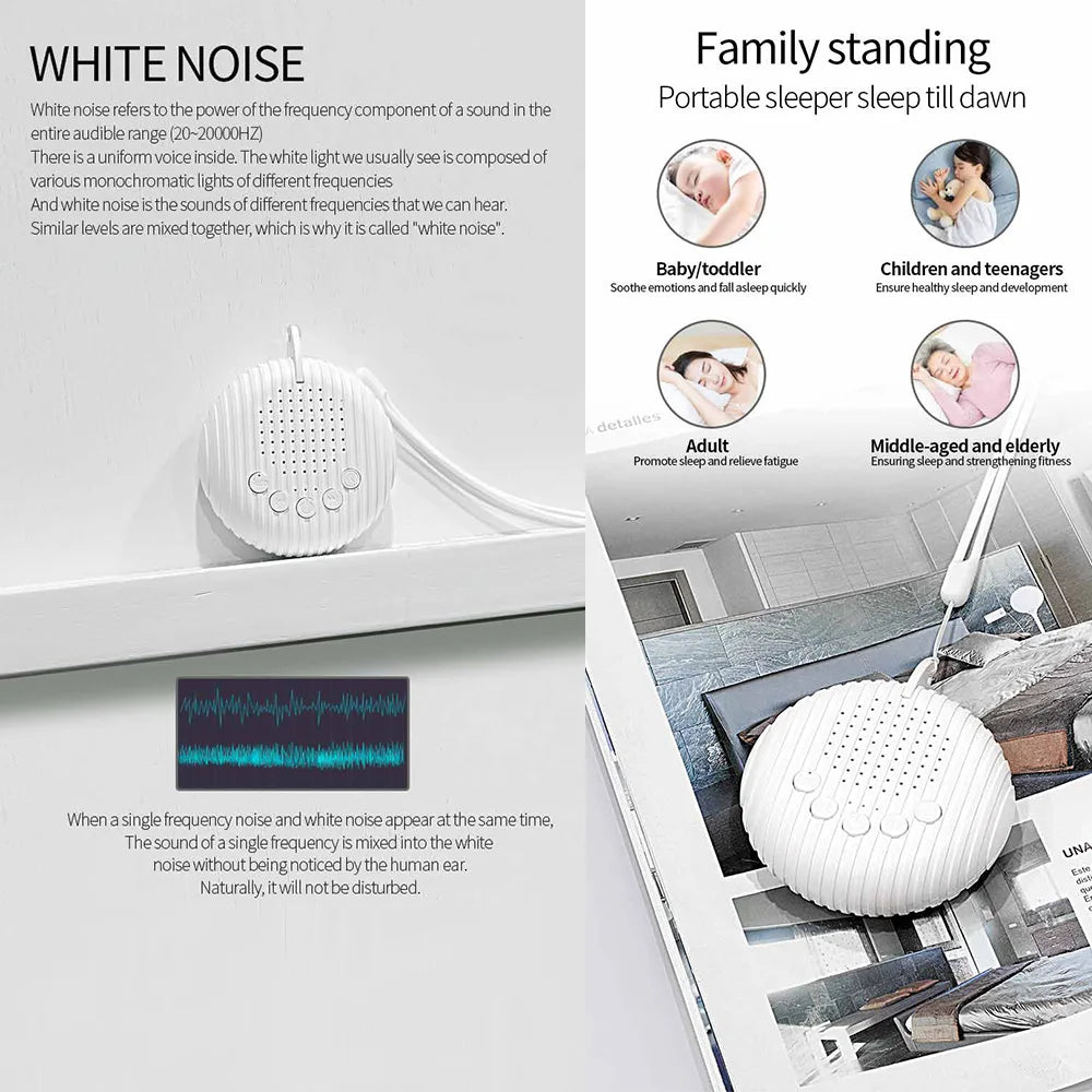 SleepEase – Tiempo de descanso y viaje - Máquina de sonido de ruido blanco para bebés