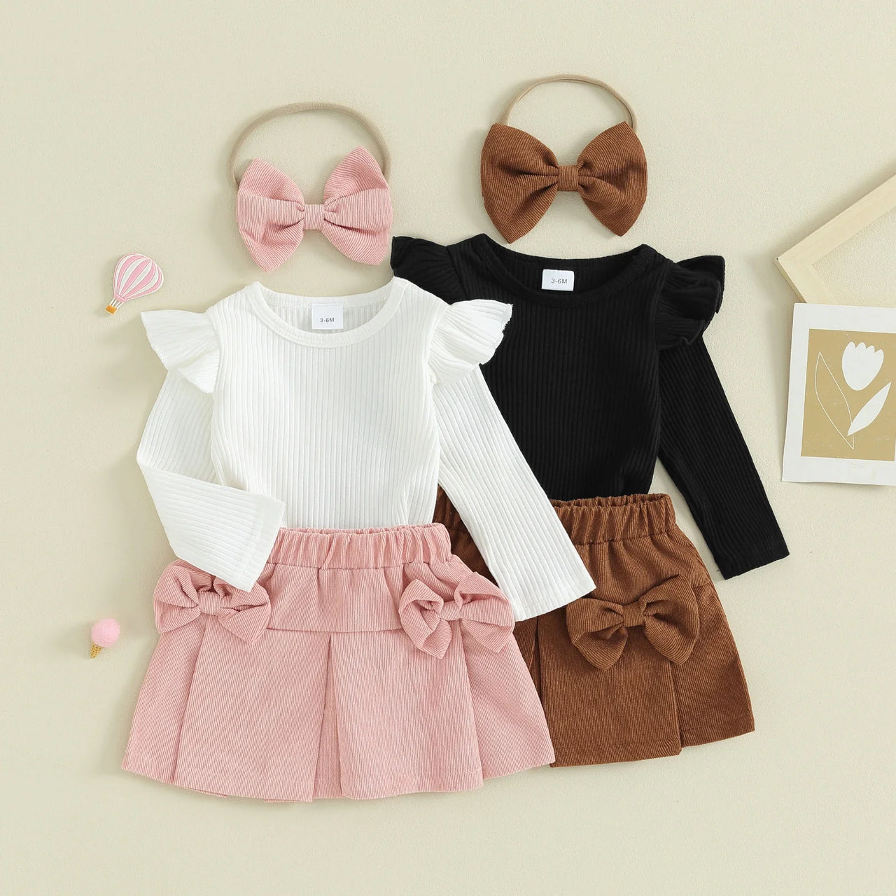 Mini Fashion™ - Conjunto formal con lazos y diadema