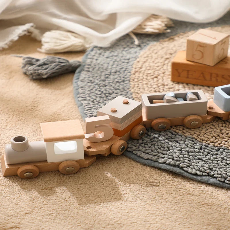 TrainCount –  Clásico y educativo: tren Montessori de madera