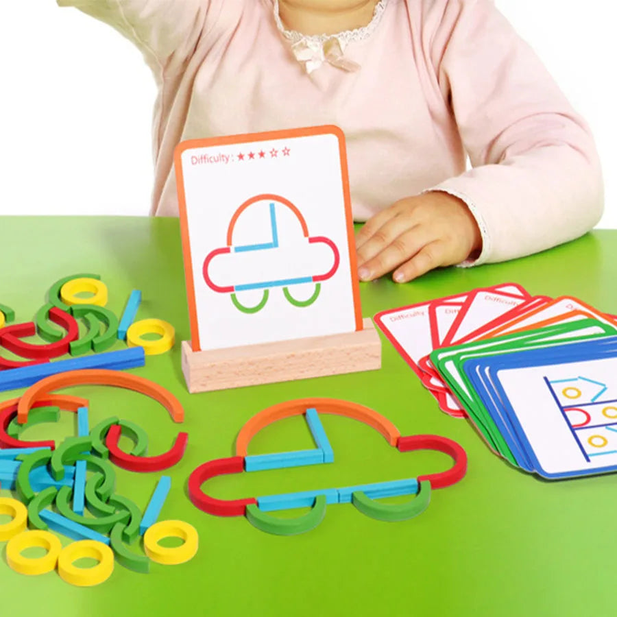 Sticks & Rings – Delgado y creativo – Puzzle de formas de madera