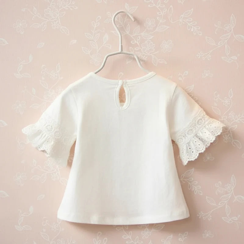 Girls Trumpet Sleeve Top – Elegancia y comodidad – Manga de encaje