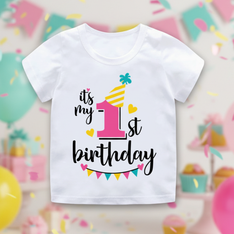 Birthday Graphic Tee – Bonita y ligera – Camiseta infantil de cumpleaños
