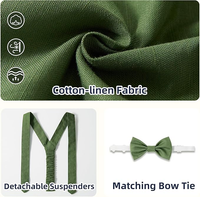 Thumbnail for LittleDandy – Clásico y elegante – Pantalones cortos de algodón con tirantes, lazo y camisa