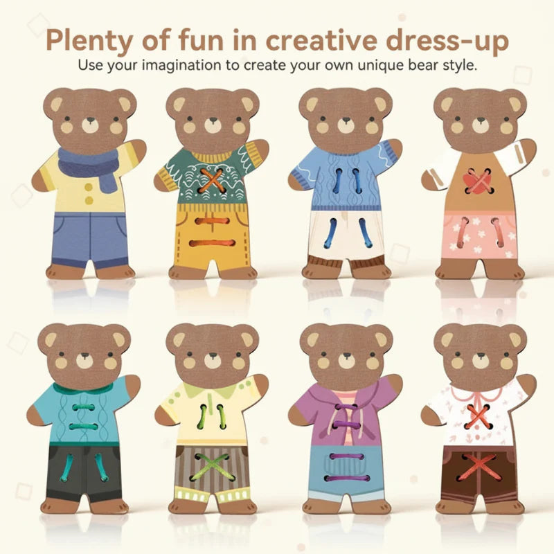 ThreadBear – Adorable y educativo – Juguete para ensartar Montessori Oso