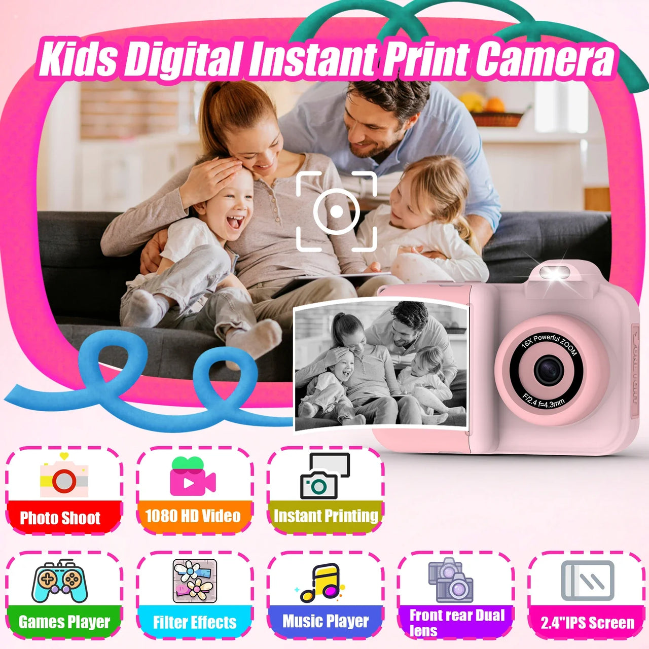 Instant Print Camera – Creativo e interactivo – Cámara instantánea para niños