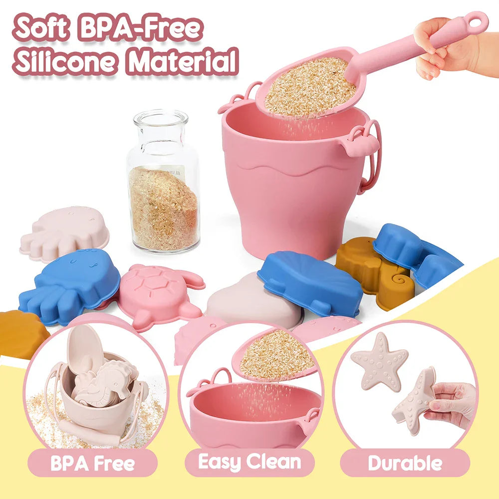 Silicone Beach Set™ - Cubo de playa Aventura en la arena - Set para playa de silicona