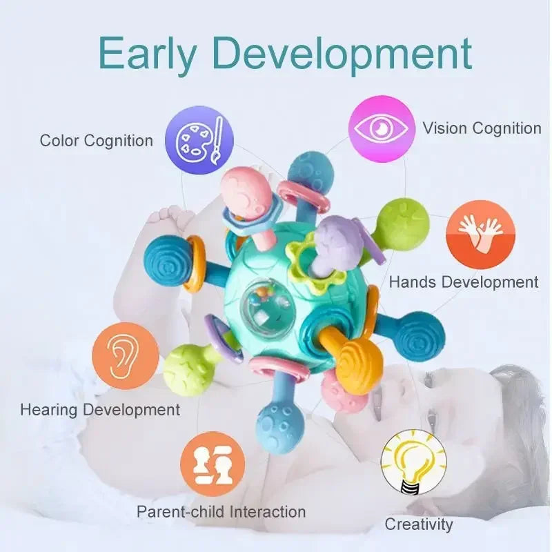 CalmChew – Suave y seguro: anillo de dentición de silicona 3 en 1