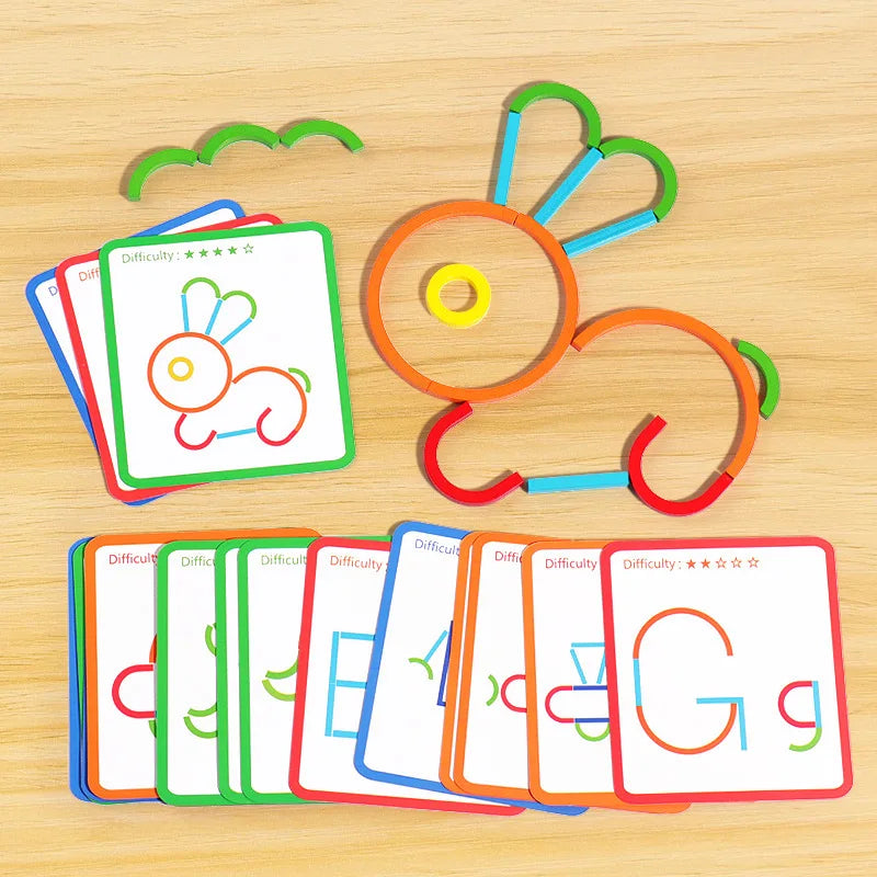 Sticks & Rings – Delgado y creativo – Puzzle de formas de madera