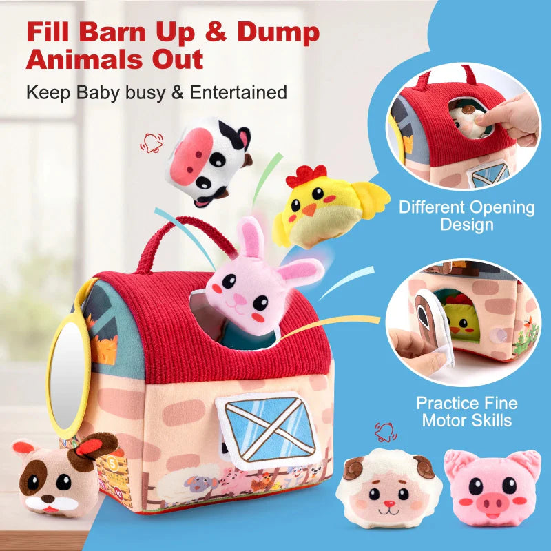 BabyBarn – Suave y de cuero – Granja con animales de peluche