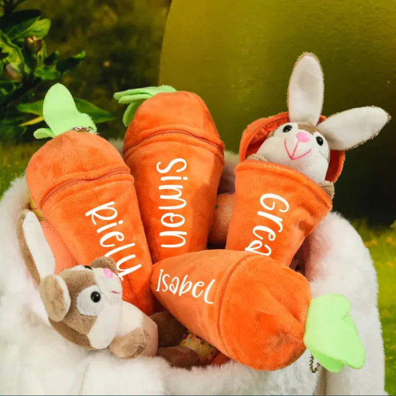 Personalized Bunny – El regalo de Pascua definitivo - Conejito de peluche con zanahoria y nombre