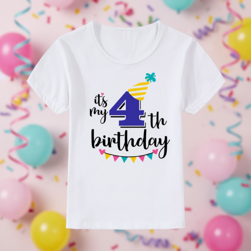 Birthday Graphic Tee – Bonita y ligera – Camiseta infantil de cumpleaños