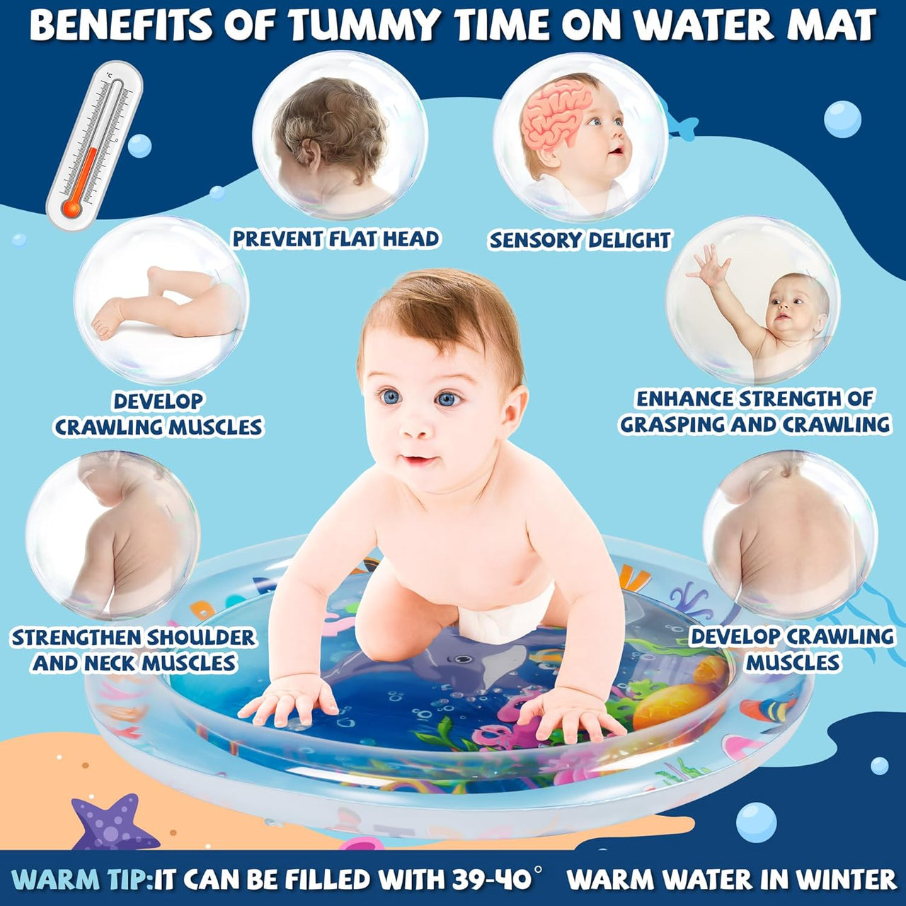 TinyWave – Alegre y estimulante: alfombra sensorial acuática para bebés