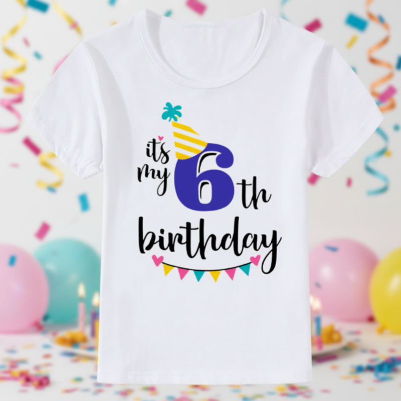 Birthday Graphic Tee – Bonita y ligera – Camiseta infantil de cumpleaños