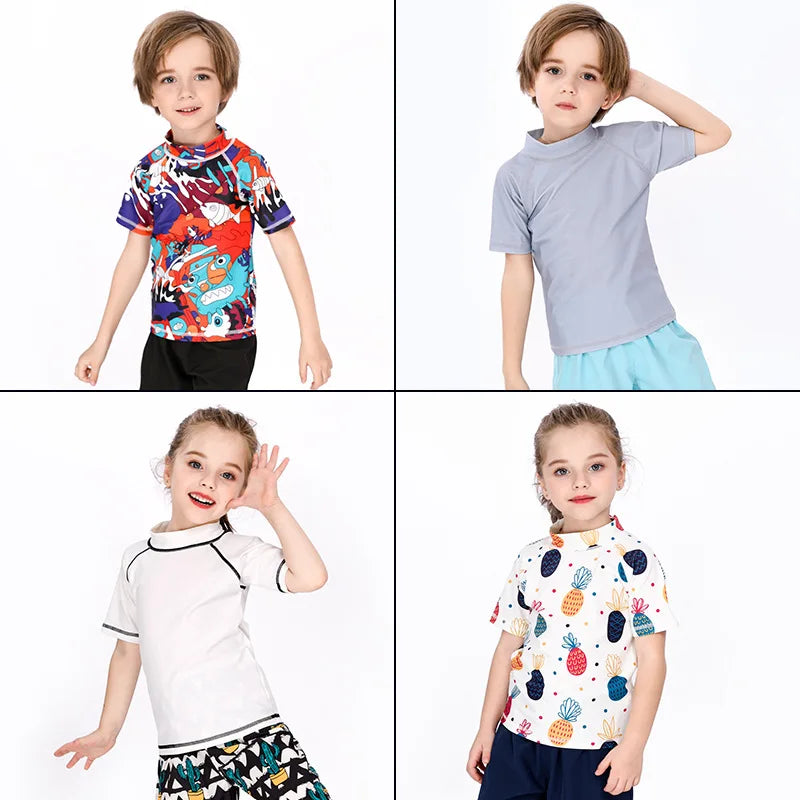 SunnyGuard – Verano y protección: camiseta de baño infantil con mangas cortas y protección UV
