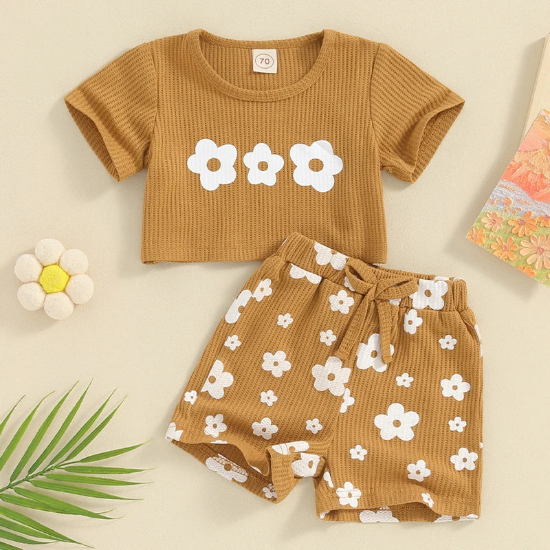 Mini Fashion™ - Cómodo y elegante - Conjunto de verano con flores estampadas