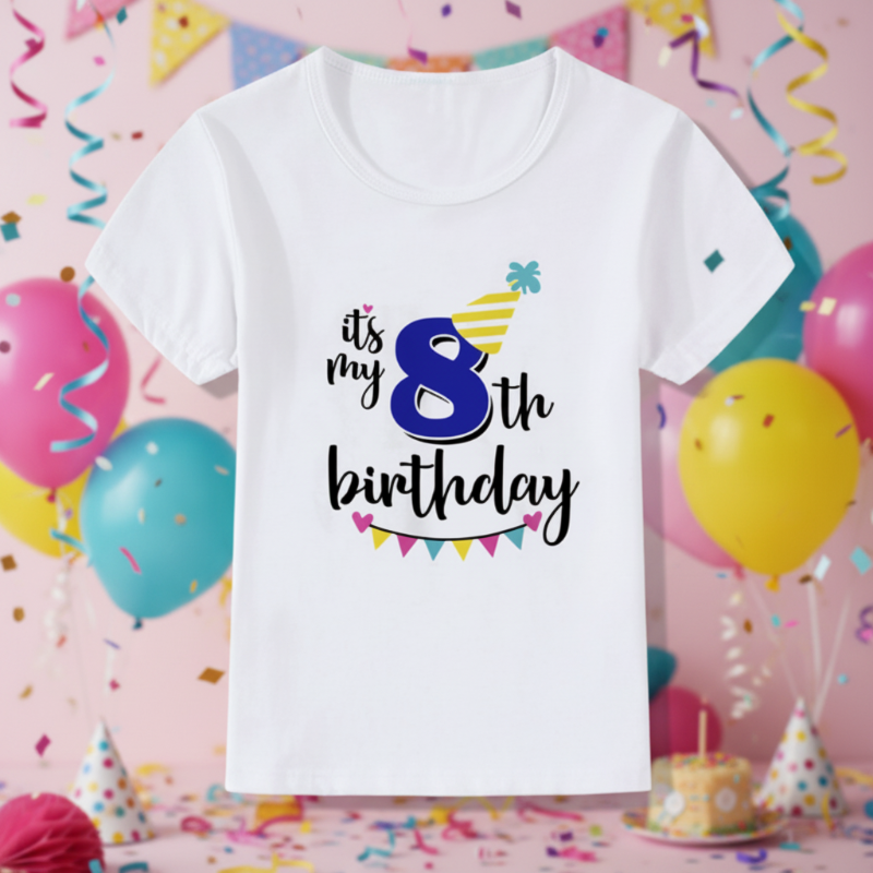 Birthday Graphic Tee – Bonita y ligera – Camiseta infantil de cumpleaños