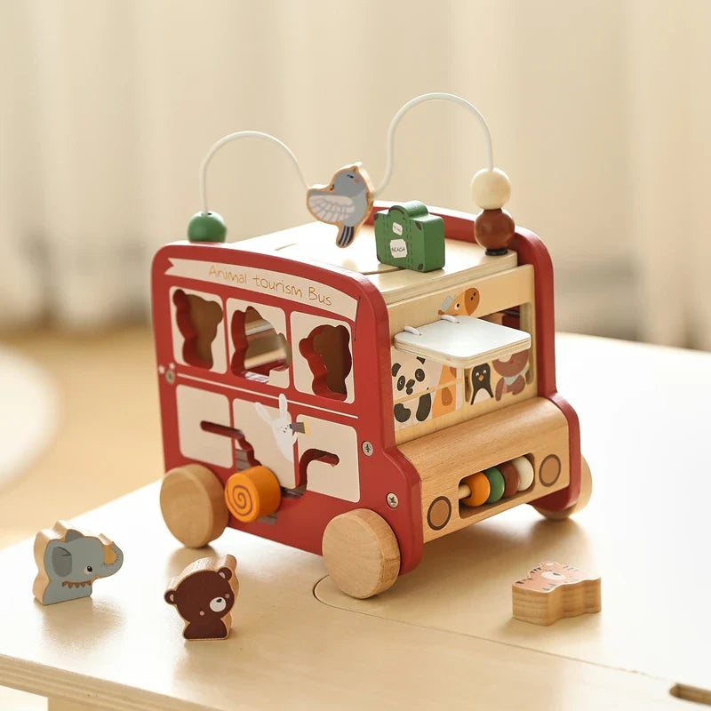 BusyRide – Educativo y versátil: autobús de actividades Montessori de madera