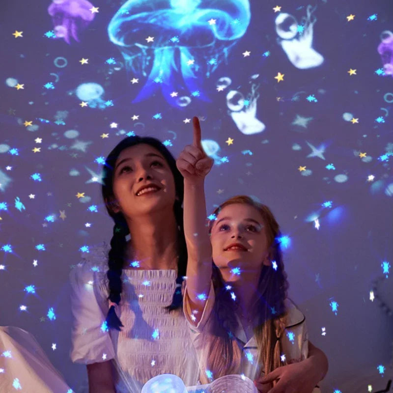 OceanGlow – Relajante y mágico: lámpara nocturna con proyección de cielo estrellado