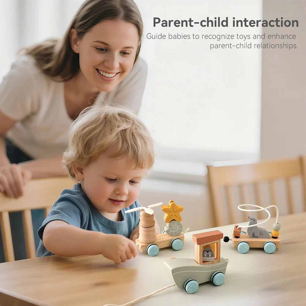 HappyTrain – Montessori & Fun – Set de trenes de madera