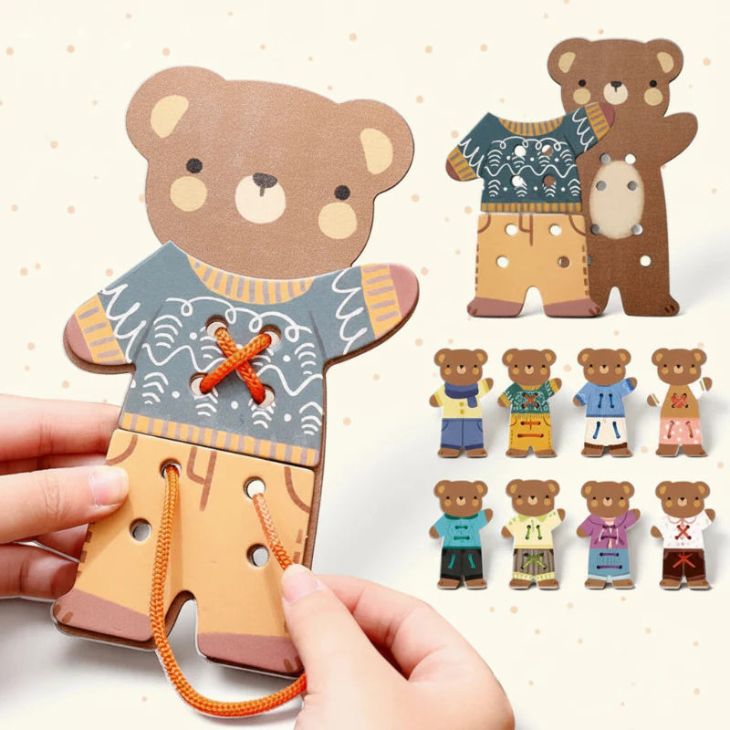 ThreadBear – Adorable y educativo – Juguete para ensartar Montessori Oso