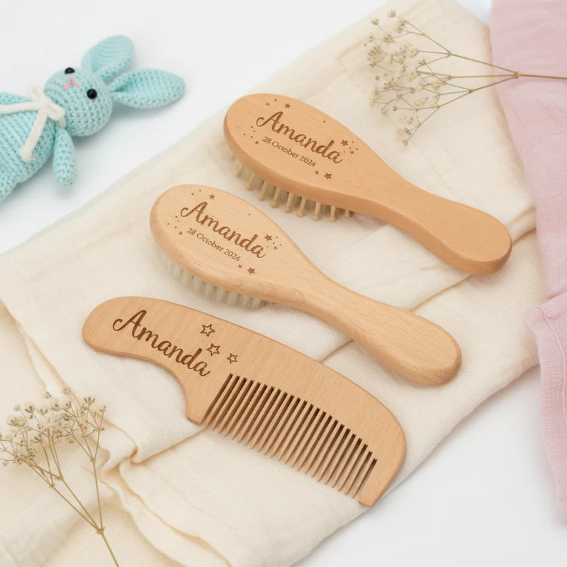 Personalized Hairbrush – Suave y único: set personalizado de cepillos para el cabello del bebé