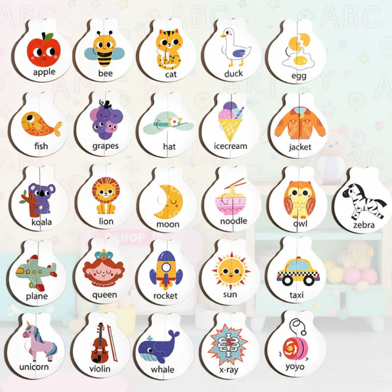 Wooden Letter Matching Game – Aprendizaje y juego – Rompecabezas del alfabeto