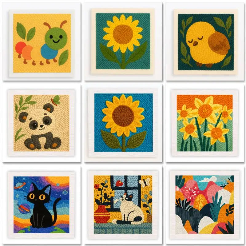 ThreadArt – Hecho a mano y colorido – Kit de bordado de animales