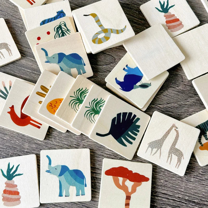 MemoryMatch – Madera y educativo – Juego de memoria de la selva