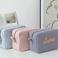Thumbnail for Striped Name Pouch – Personalizado y con estilo: neceser de maquillaje