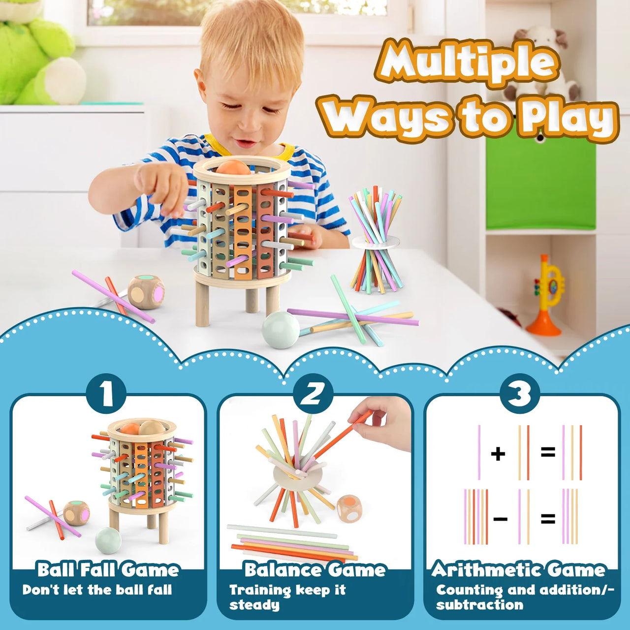 Balance Tower™ – Apilar y contar – Juego de pensar de madera