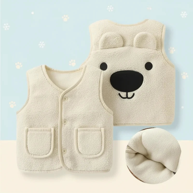 Baby Bear Fleece Vest – Cálido y suave – Chaleco infantil con ositos
