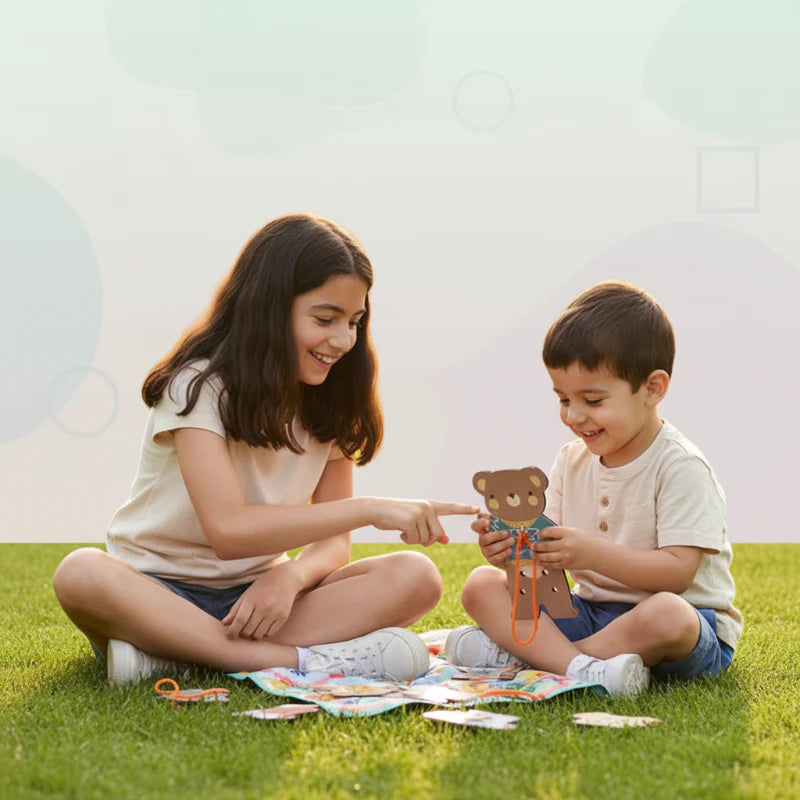 ThreadBear – Adorable y educativo – Juguete para ensartar Montessori Oso