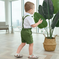 Thumbnail for LittleDandy – Clásico y elegante – Pantalones cortos de algodón con tirantes, lazo y camisa