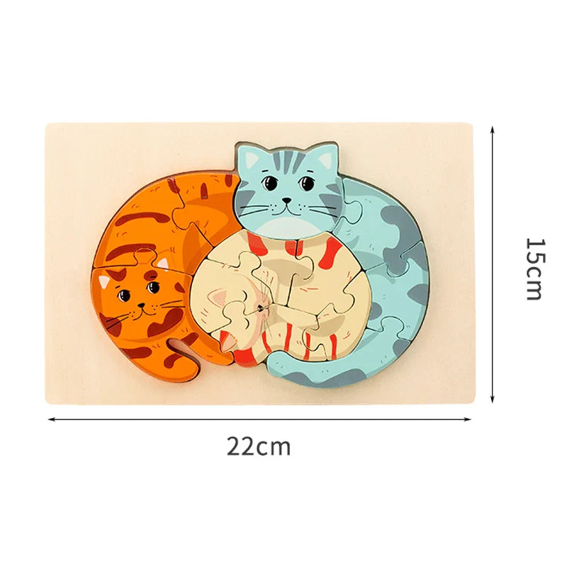 Animal Puzzle™ – Descubre y aprende – Puzzle de madera de dibujos animados