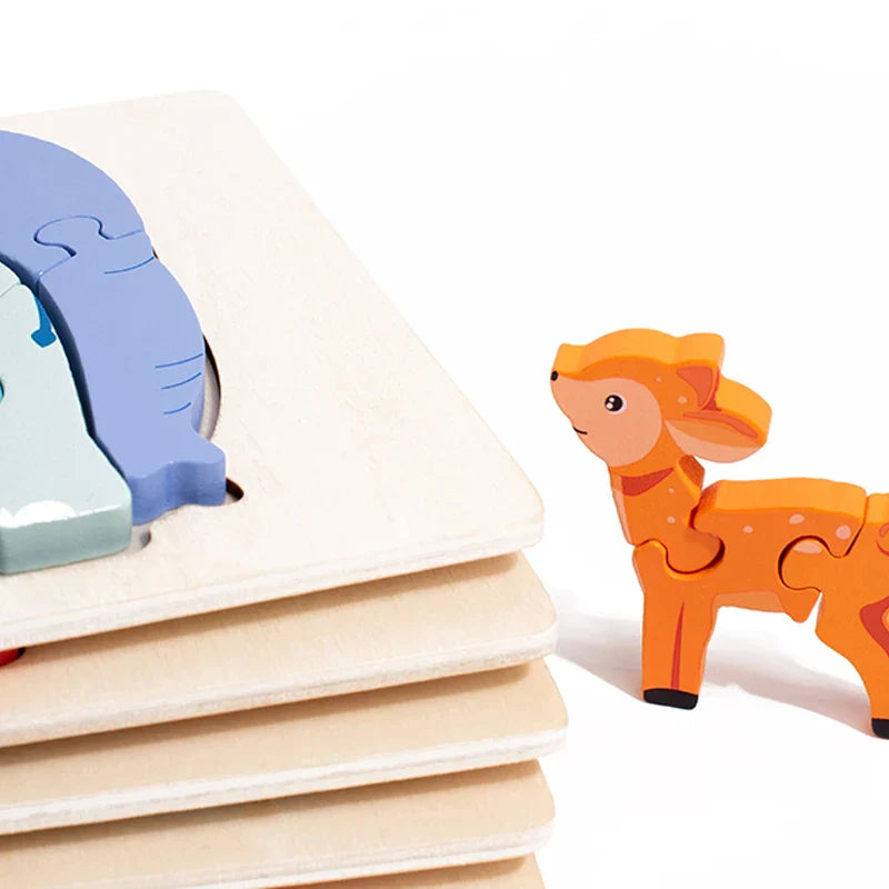 Animal Puzzle™ – Descubre y aprende – Puzzle de madera de dibujos animados